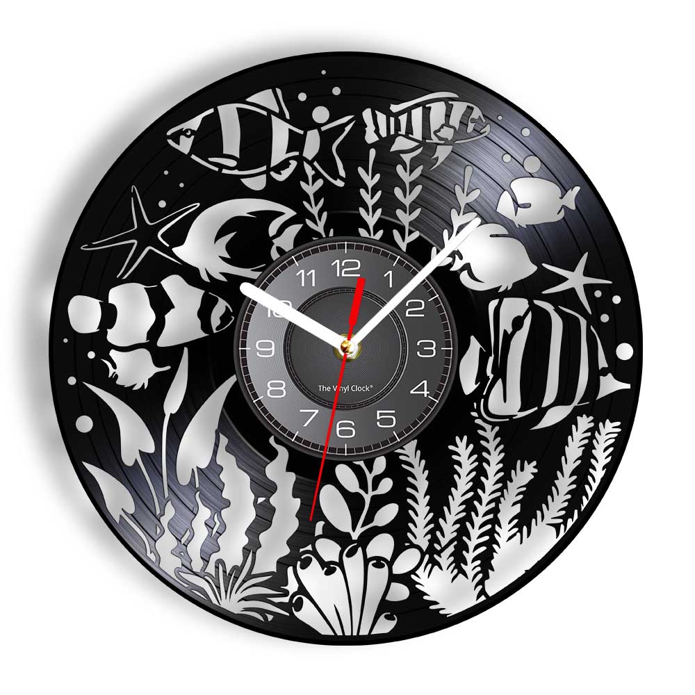 Aquarium Marine World - Horloge murale exclusive en vinyle sur