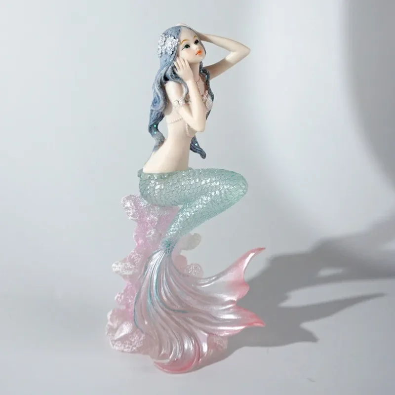 Marine Coral - Figurine de sirène en résine exquise,