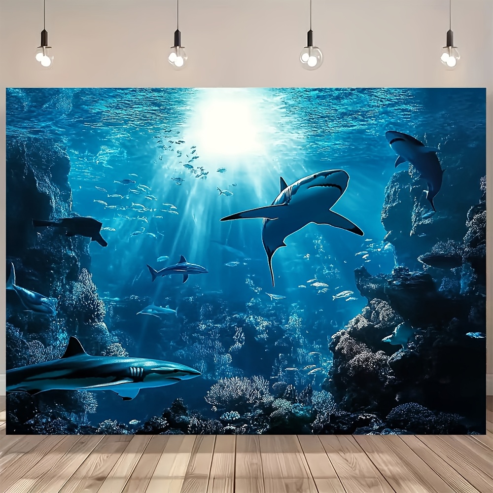 Marine Aquarium - Tapisserie murale requin des profondeurs marines